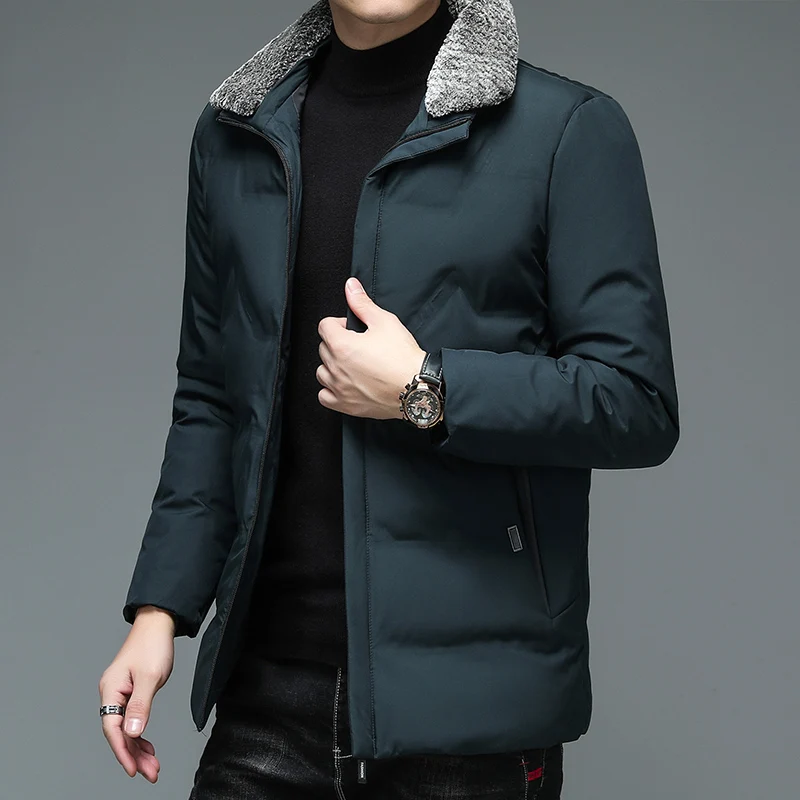New Brand Casual Fashion Outerwear Men Padded Fur Collar Parkas Jacket Windbreaker Designer Coats Winter Warm Man Clothes