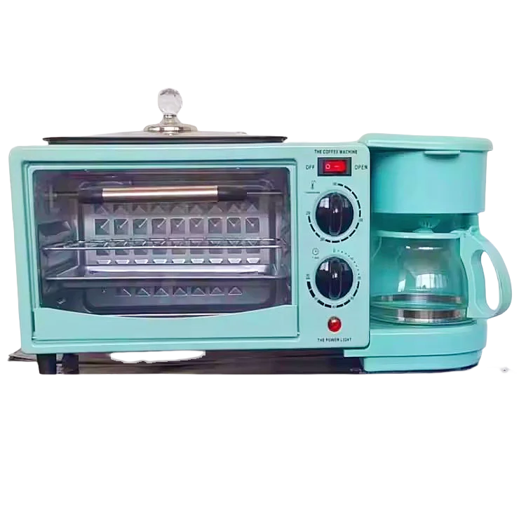 Машина для завтрака 3 в 1 кофеварка тостер и сковорода электрическая духовка