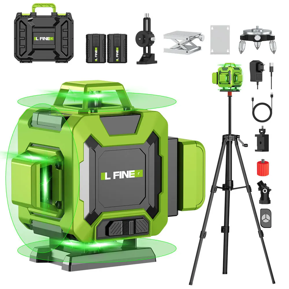 Lfine 4D 16-линейные лазерные уровни со штативом и чемоданом горизонтальные