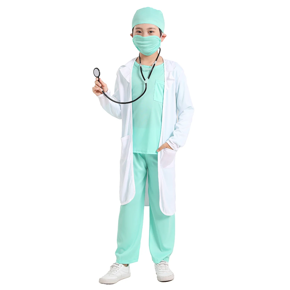 

Hospital Doctor Kids Surgeon Dr Uniform Boys Child Career Halloween Cosplay Costume
