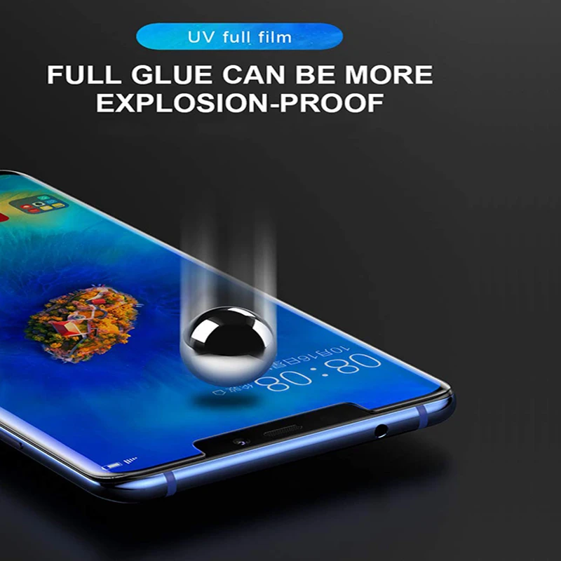 3D Full Glue UV Liquid Screen Protector For Huawei Mate 50 30 40 Pro Tempered Glass For Honor 30 Magic3 P30 P40 Pro Plus Film