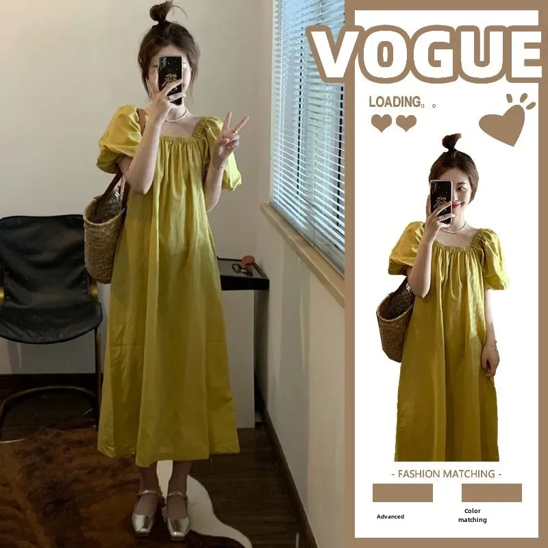 Нежный стиль повседневная женская юбка с пышными рукавами 2024 облегающее платье