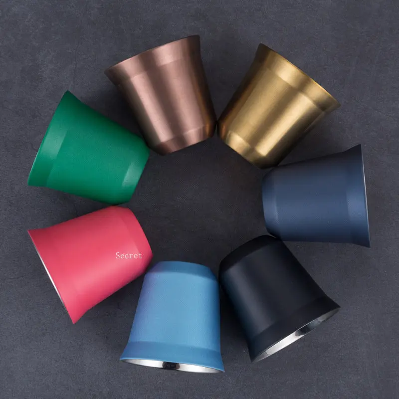 Чашка для эспрессо с двойными стенками из нержавеющей стали и крышкой