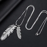 leeker vintage palm leaves pendants necklace for women antique gold silver color long chain choker neck jewelry 002 lk6