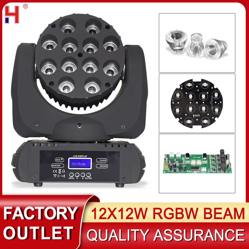 

LED 12x12W RGBW 4In1 Moving Head Lighting Wash Lyre Beam Rotating For Dj Light Events Disco KTV Bar Show By DMX512 Control