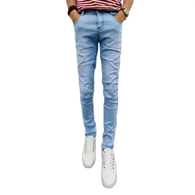 

Wholesale 2022 Fashion Denim Casual Slim Washing Teenagers Cowboy Pencil Pants Students Men's Korean Jeans Men's Trousers
