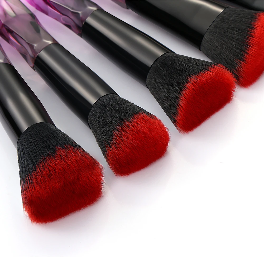 

10pcs/set Blending Synthetic Fiber Makeup Brush Transparent Handle Lip Tool Blush Concealer For Face Cosmetic Foundation Kabuki