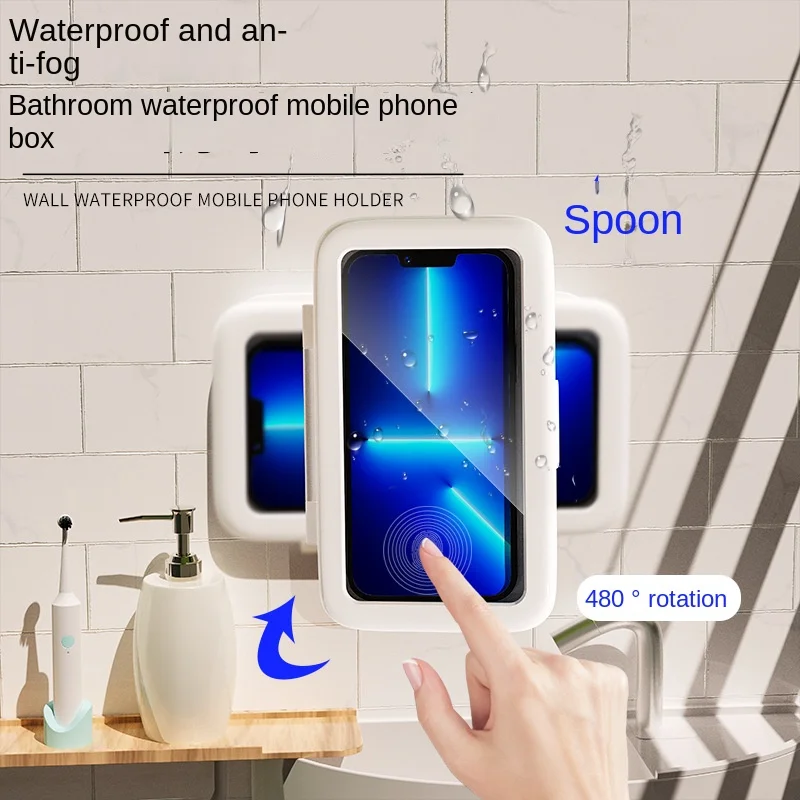 Firm Waterproof Strong Load-bearing Wall Phone Shell Shower Sealing Storage Box Phone Storage Box for Household