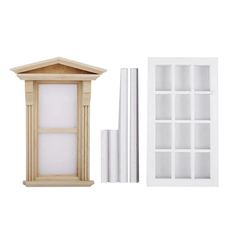 

Miniature Wooden Window DIY Accessory For 1/12 Dollhouse & 1:12 Scale Wooden Miniature Dollhouse 12 Field Window Frame White