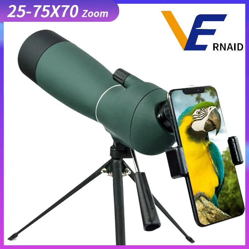 

Vernaid Zoom Telescope 25-75x70 Spotting Scope Monoculars Powerful Binoculars Bak4 FMC Waterproof With Tripod Camping Equipment