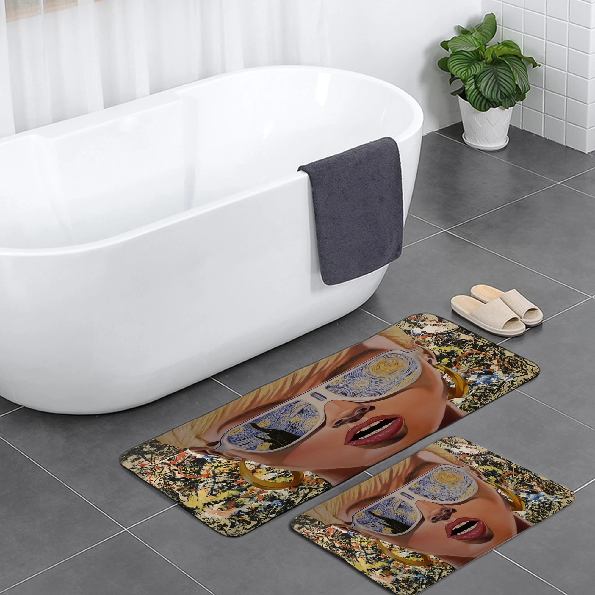 

Painting Camper Carpet Bathroom Entrance Doormat Bath Indoor Floor Rugs Absorbent Mat Anti-slip Kitchen Rug