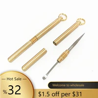 1pcs double headed toothpick ear spoon titanium toothpick keychain ear spoon camping portable pocket outdoor tool w holder set