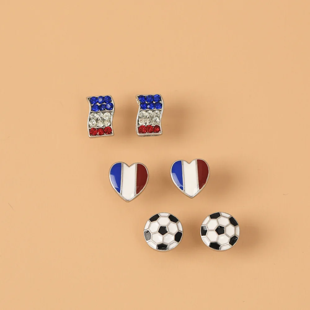 

2022 3Pairs/Set Enamel Oil Drop Stud Earrings Football Shaped Creative Ear Studs For Women Fashion Personality Ear Gifts