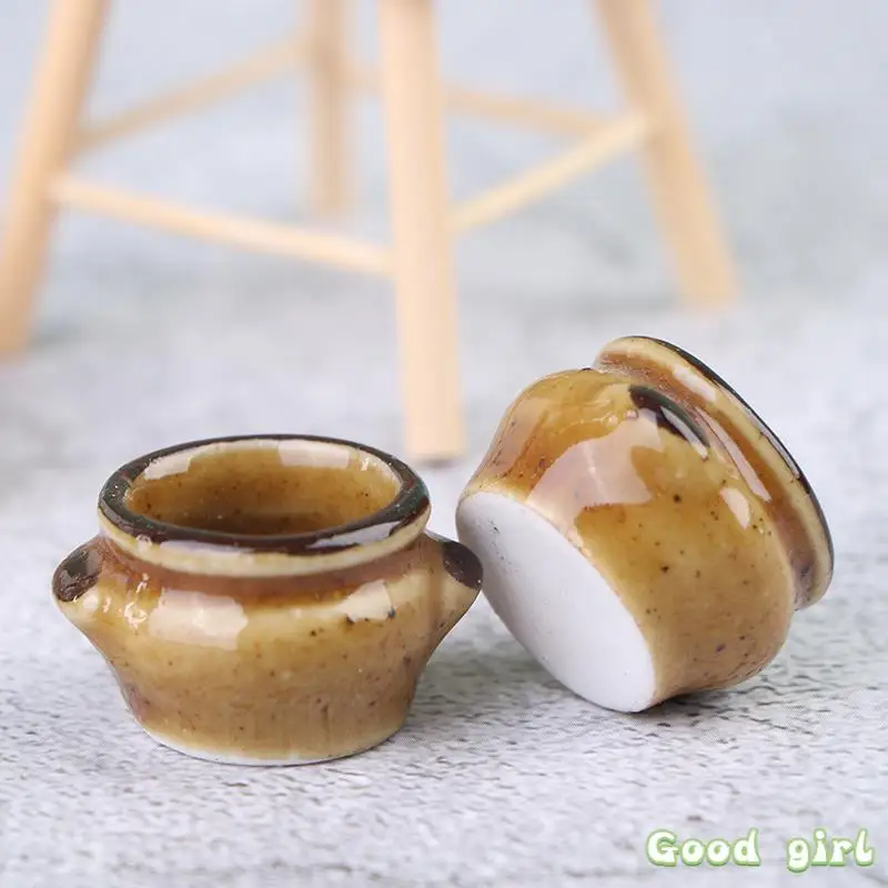 

1:12 Dollhouse Pocket Mini Ceramics Pot Soup Bowl Tableware Vegetable Bowl Soup Bowl Kitchen Toy Doll House Accessor
