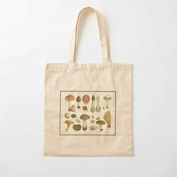 

Vintage Mushroom Cotton Canvas Bag Designer Casual Shopper Fabric Unisex Handbag Grocery Shoulder Bag Foldable Fashion Women