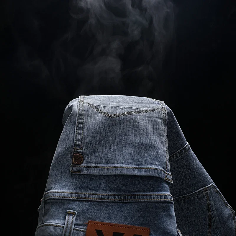 2024 весна-лето новые мужские прямые тонкие хлопковые эластичные джинсы