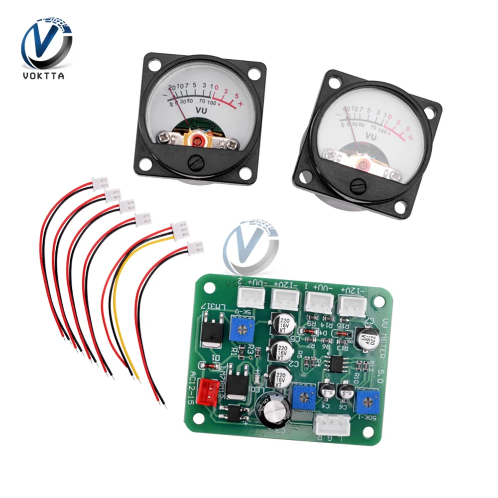 

VU Panel Instrument Driver Board Module Backlight Recording Cable DB Level Meter Power Amplifier Driver Board with 2 Meter Heads
