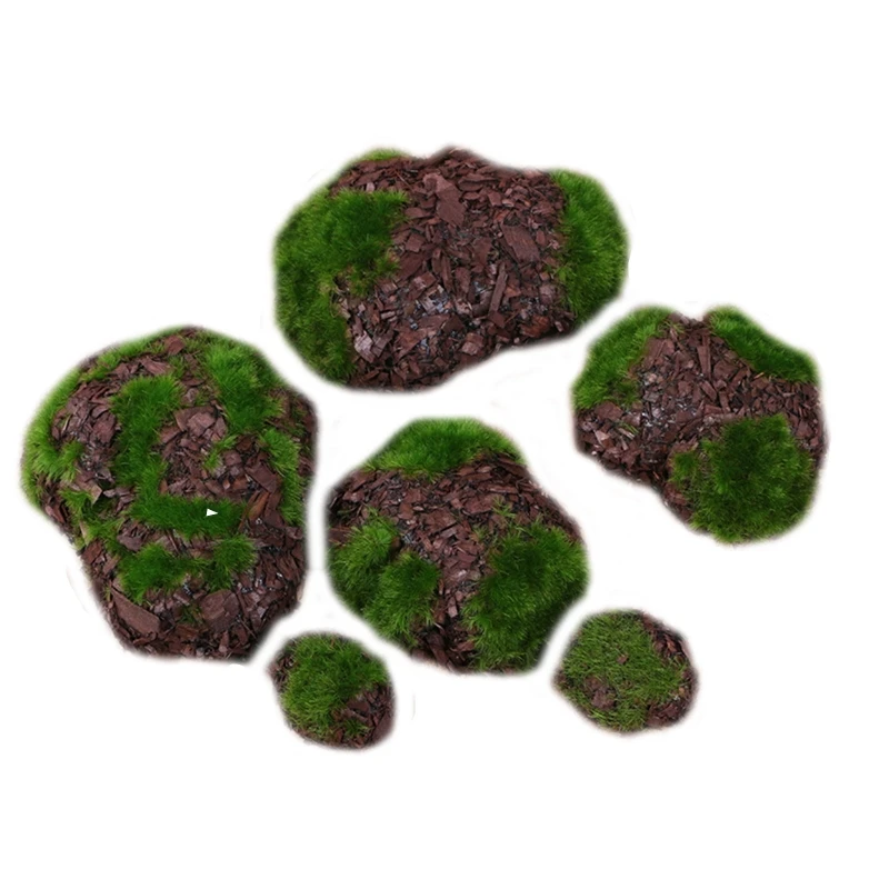 

Fake Rock Green Foam Moss Stone 6pcs/Pack Miniature Landscape Decor for Flower Arrangements Fairy Gardens Terrariums for Home