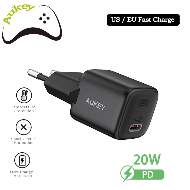 AUKEY PA-B1 20 Вт EU/US Type-C для телефона PD зарядное устройство адаптер настенное