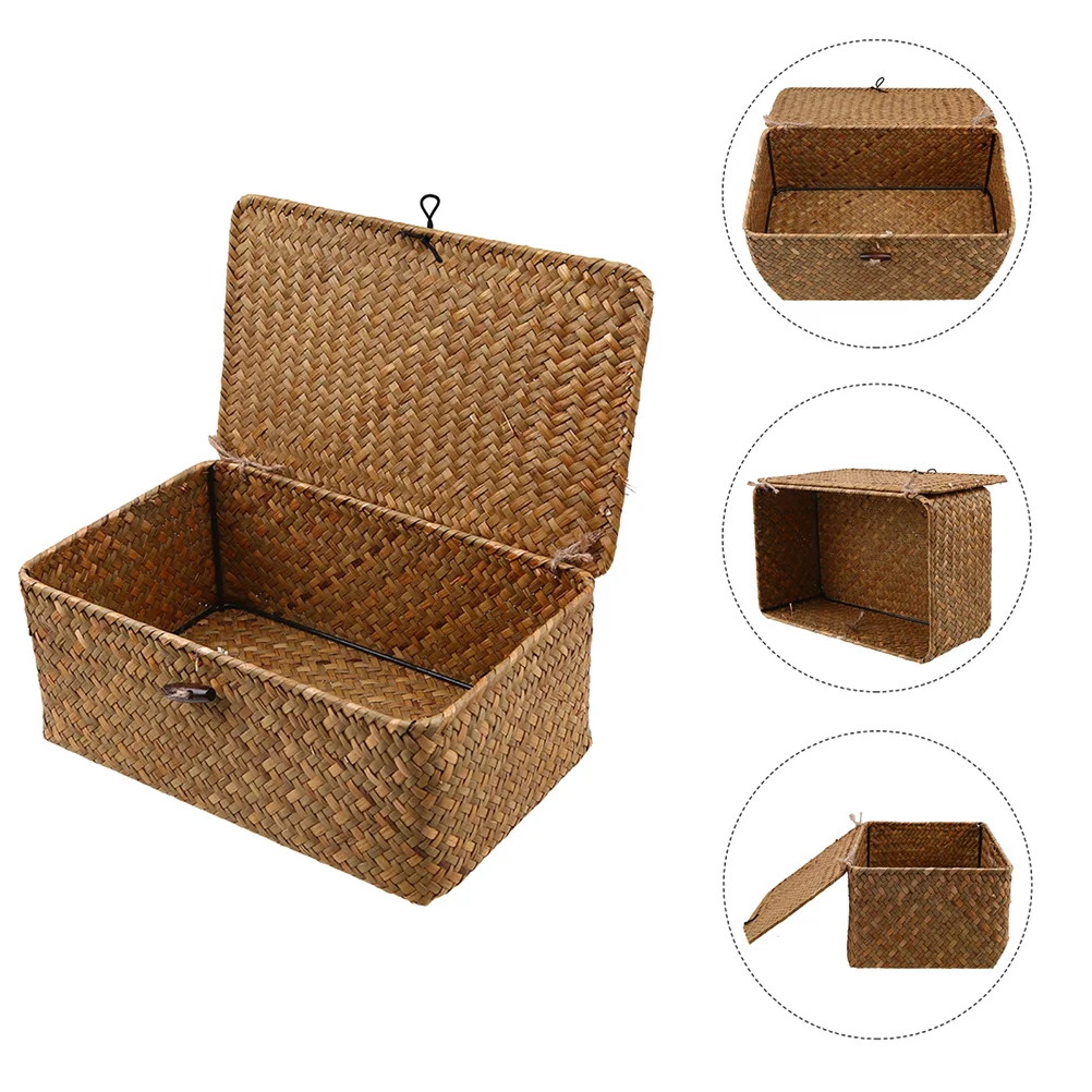 

Woven Baskets Organizer Woven Basket Lid Woven Basket Organizer Seagrass Basket Boxes Woven Storage Box