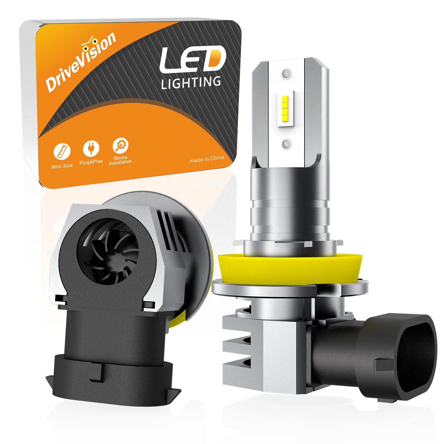 

DriveVision 2 шт. H11 H8 H9 мини светодиодные фары турбо 1:1 Размер Csp 6 шт. для автомобильных фар Противотуманные фары 9005 9006 DRL 6500K белый 12 В