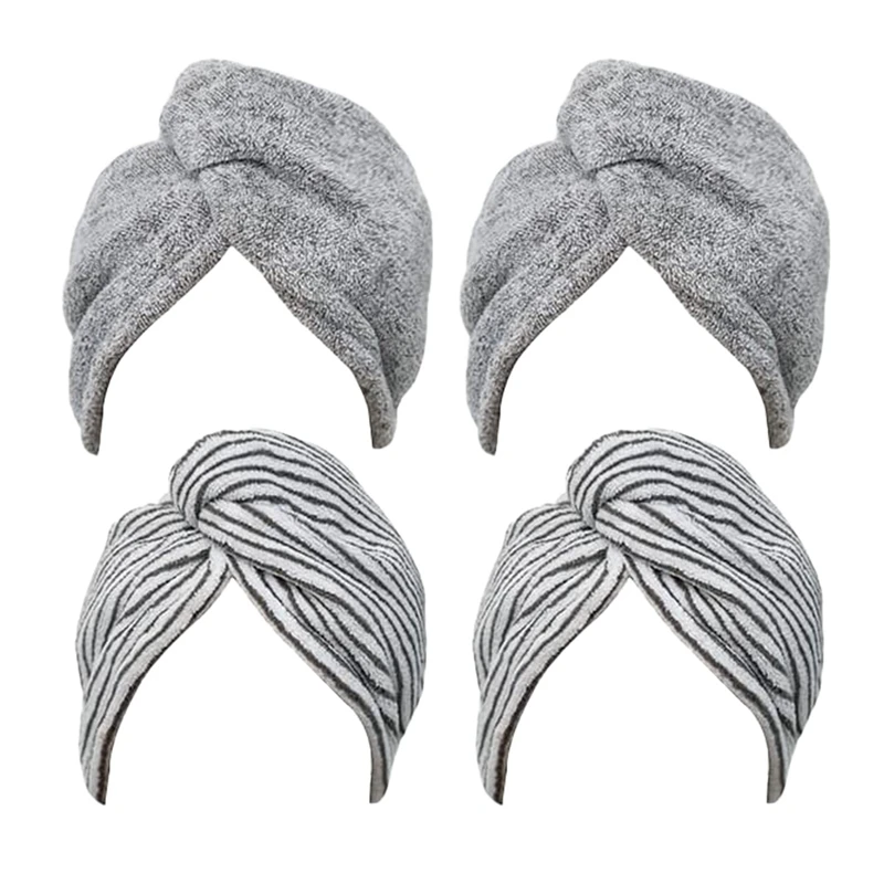 

HOT-4 Pack Microfiber Hair Towel Wrap For Women Super Absorbent Hair Drying Towels With Button Quick Dry Hair Turban