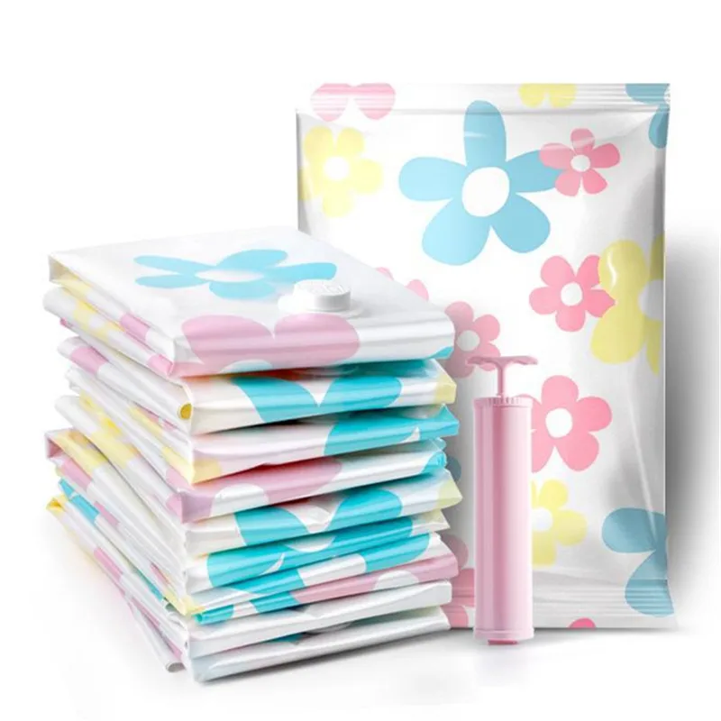 

11PCS Vacuum Storage Bag with Hand Pump Home Organizer Quilts Clothes Sack Waterproof Compression Travel Saving Space Air Bags