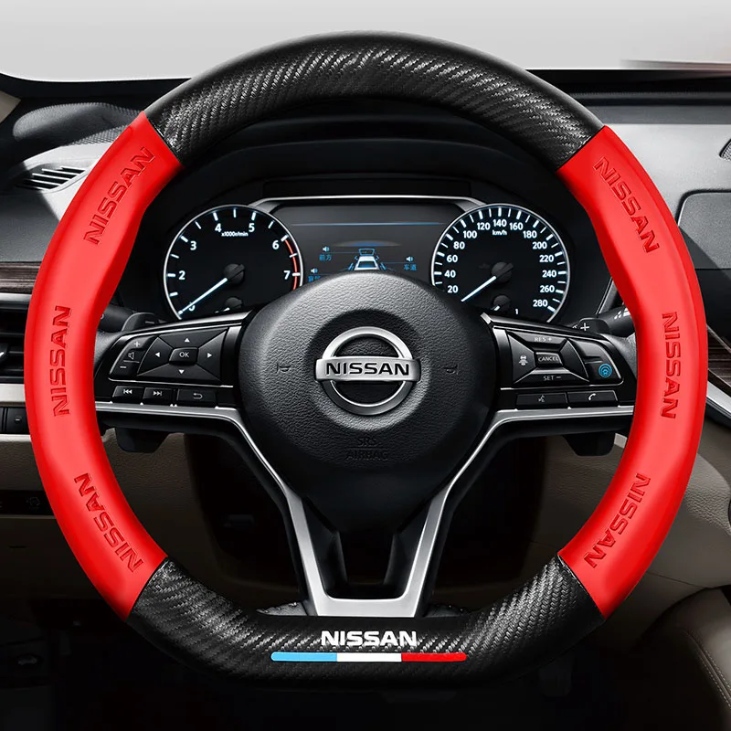 

Car Steering Wheel Cover Shell Carbon Fiber Sticker For Nissan steering wheel cover New Sylphy Qijun Qashqai Teana Jinke Tiida
