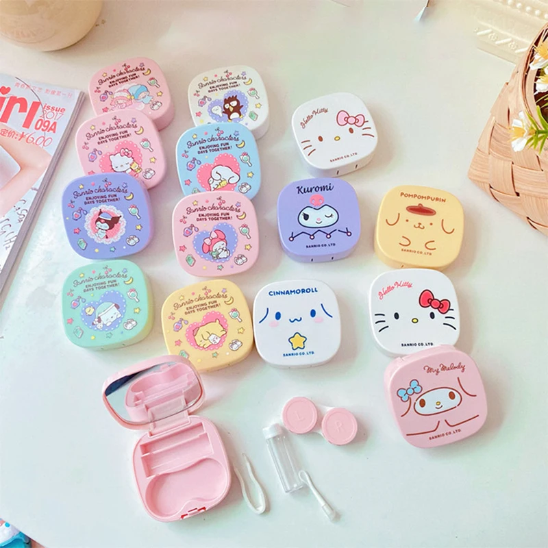 

Sanrio Contact Lenses Box Kuromi Cinnamoroll Hello Kitty My Melody Portable Cute Contact Lenses Box Eyes Care Kit Glasses Case