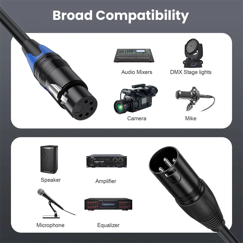 XLR Male 3 Pin к Female 5 5-контактный аудиокабель для микрофона DMX Stage светильник