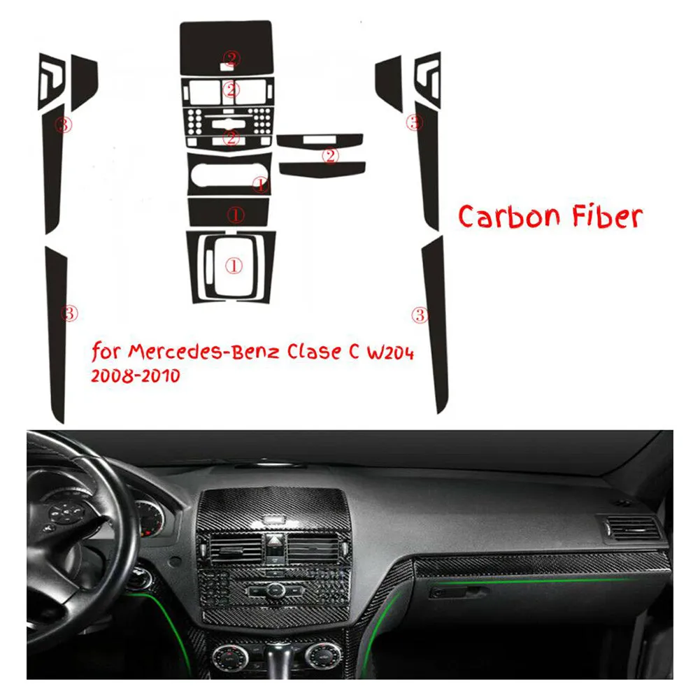 

1 Set Car Sticker Carbon Fiber Cover For Mercedes-Benz Clase C W204 2008-10 Stickers Waterproof High Quality New