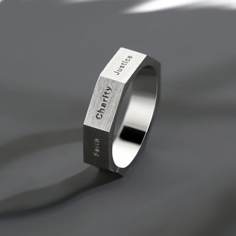 

Hot Sell Elegant Letter Engrave Retro Thai Silver Men Ring Jewelry For Man Birthday Gifts Never Fade Cheap