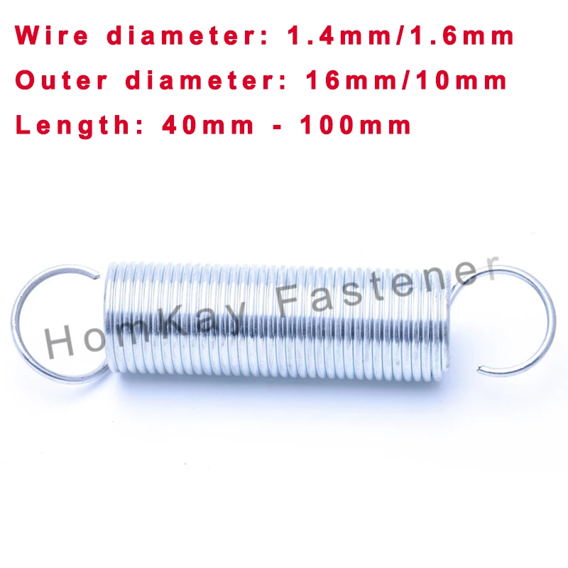 

2/4 Pcs High Quality Galvanized Stretching Spring Wire Dia 1.4mm/1.6mm*Outer Dia 16mm/10mm*Length 40-100mm With Hook Machine