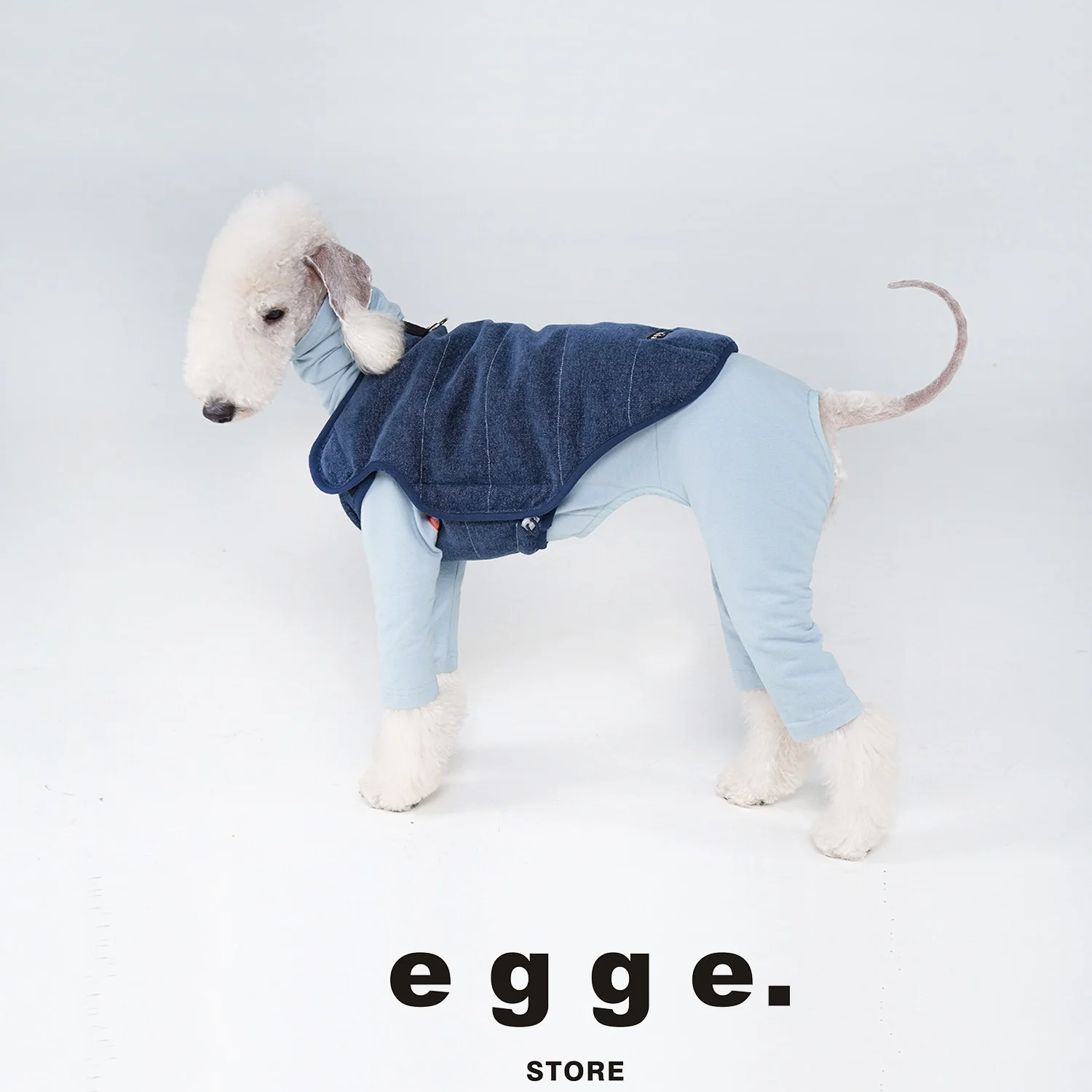 Фото Утепленная стеганая куртка-жилет EGGE под джинс для собак: желто-синяя, теплая и уютная, для итальянских грейхаундов, средних пород, виппетов и щенков весной №3