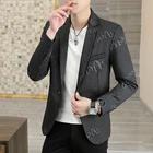 Осень 2021, Мужской Блейзер, модный универсальный корейский костюм, куртка с принтом, уличный тренд, деловая Повседневная облегающая мужская одежда 4XL