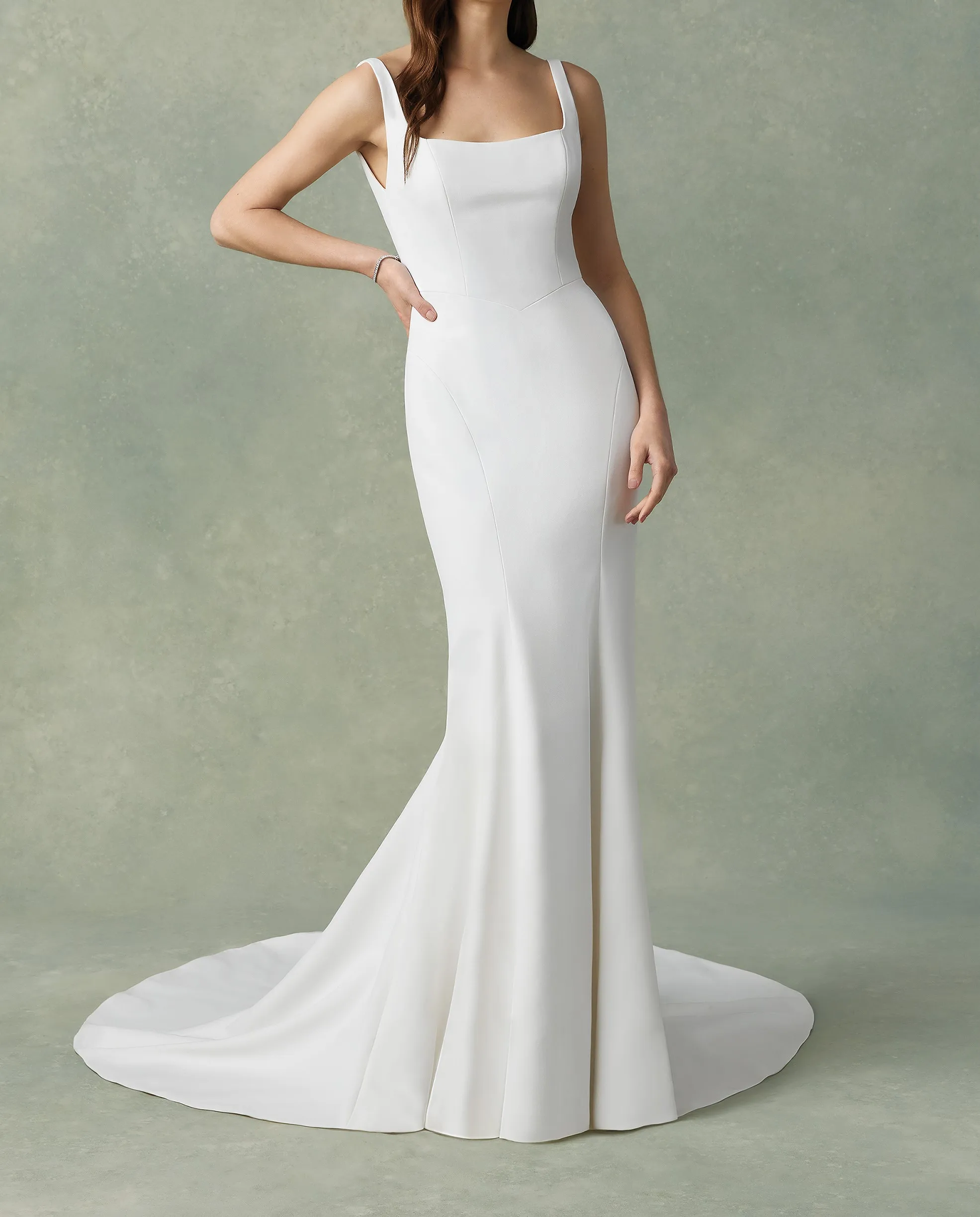 

All-season 2023 Long New Women Lovely Mermaid Satin Wedding Dress WHW-192