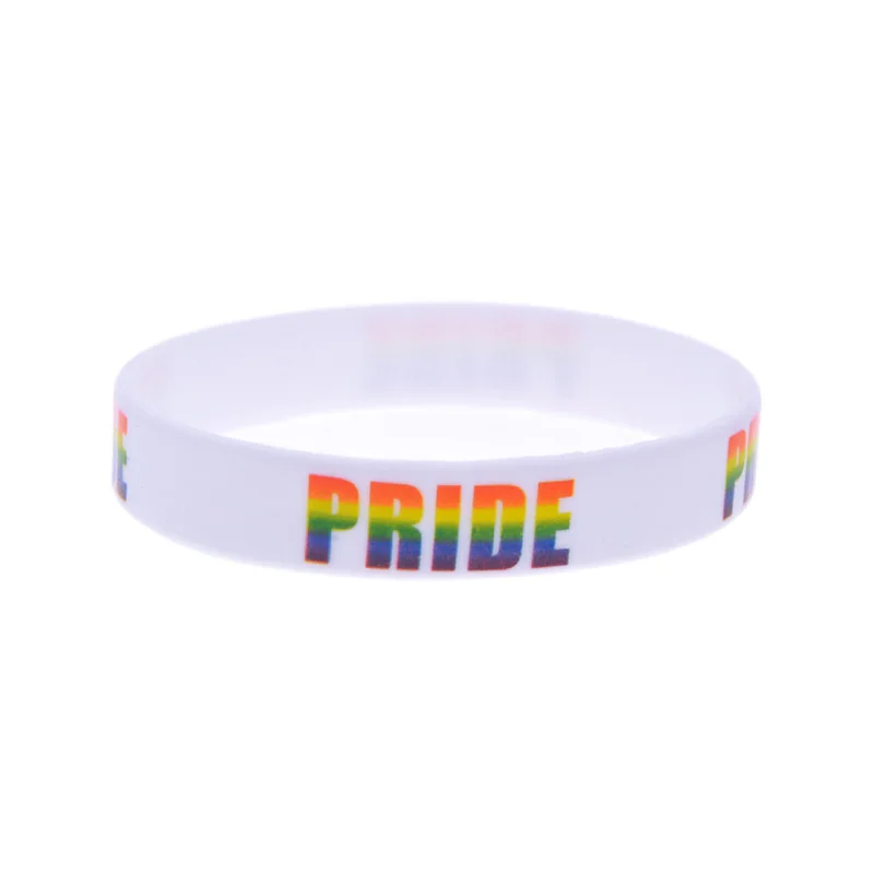 1 шт. силиконовые браслеты Pride шириной 1/2 дюйма браслет с тиснением и принтом