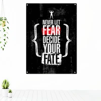 never let fear decide your fate exercise inspirational tapestry hanging painting fitness sports workout poster gym banner flag