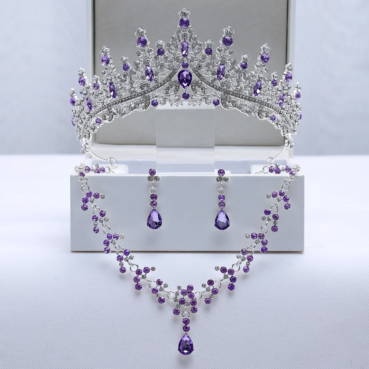 Itacazzo Модный свадебный набор ювелирных изделий-фиолетовая Корона/ожерелье
