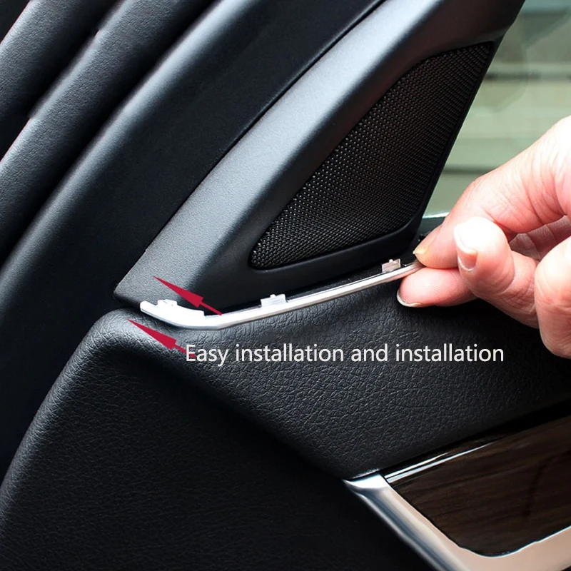 

2Pcs Door Tweeter Slot Plug Stickers for F10 F11-BMW 5 Series 2014-2017 ABS Chrome Door Speakers Frame