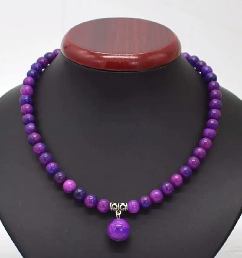 Ожерелье с подвеской из натуральных драгоценных камней 8 мм 16-24 дюйма AAA +