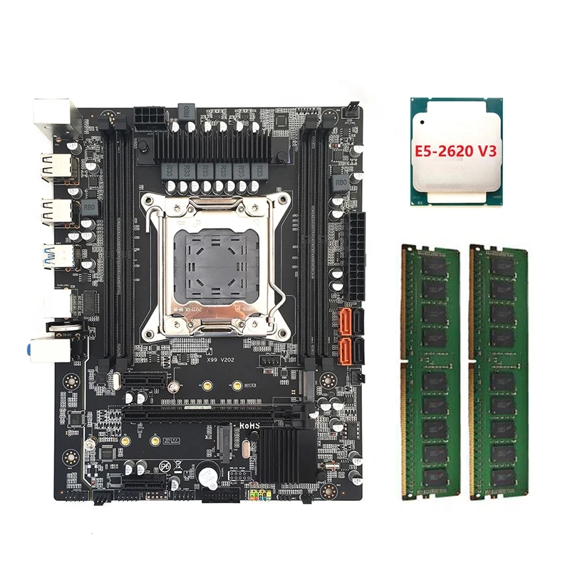 

X99-M PC Motherboard Kit+E5-2620 V3 CPU+2X4CB DDR4 RAM LGA2011-3 V3 V4 4XDDR4 RAM Slot M.2 NVME SATA3.0 Motherboard