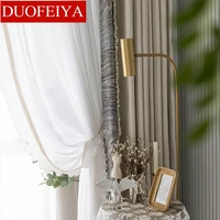 light luxury french retro silver silk jacquard simulation silk lace stitching blackout curtains living room bedroom finished