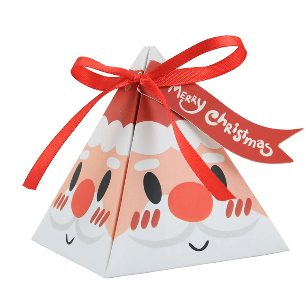 

24Pcs Christmas Paper Boxes Triangle Candy Gift Bags Xmas DIY Cookie Packaging Boxes For Home Party Christmas Decorations