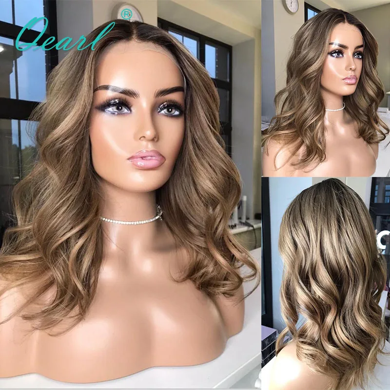 Human Hair Wigs on Sale Free Shipping Ash Honey Blonde Colored Lace Frontal Wig 13x4 Loose Wavy Virgin Brazilian hair 150% Qearl