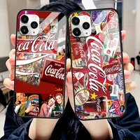 coca cola coke bestselling tempered glass cover phone case for iphone se 2020 6 6s 7 8 11 12 13 mini plus x xs xr pro max black