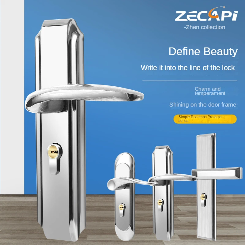 

Home Bedroom Door Thickened Solid Split Lock Indoor Wooden Door Mute Aluminum Alloy New Chinese Handle Lock Bedroom Door Lock
