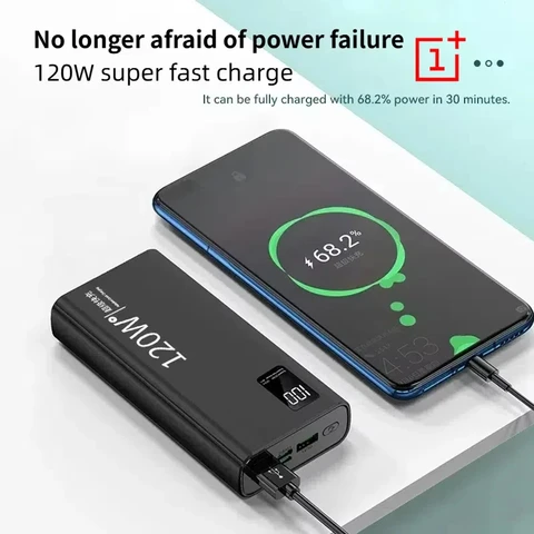 ONEPLUS 200000 мАч Power Bank 120 Вт сверхбыстрая зарядка портативное зарядное устройство большой емкости с цифровым дисплеем для iPhone Samsung