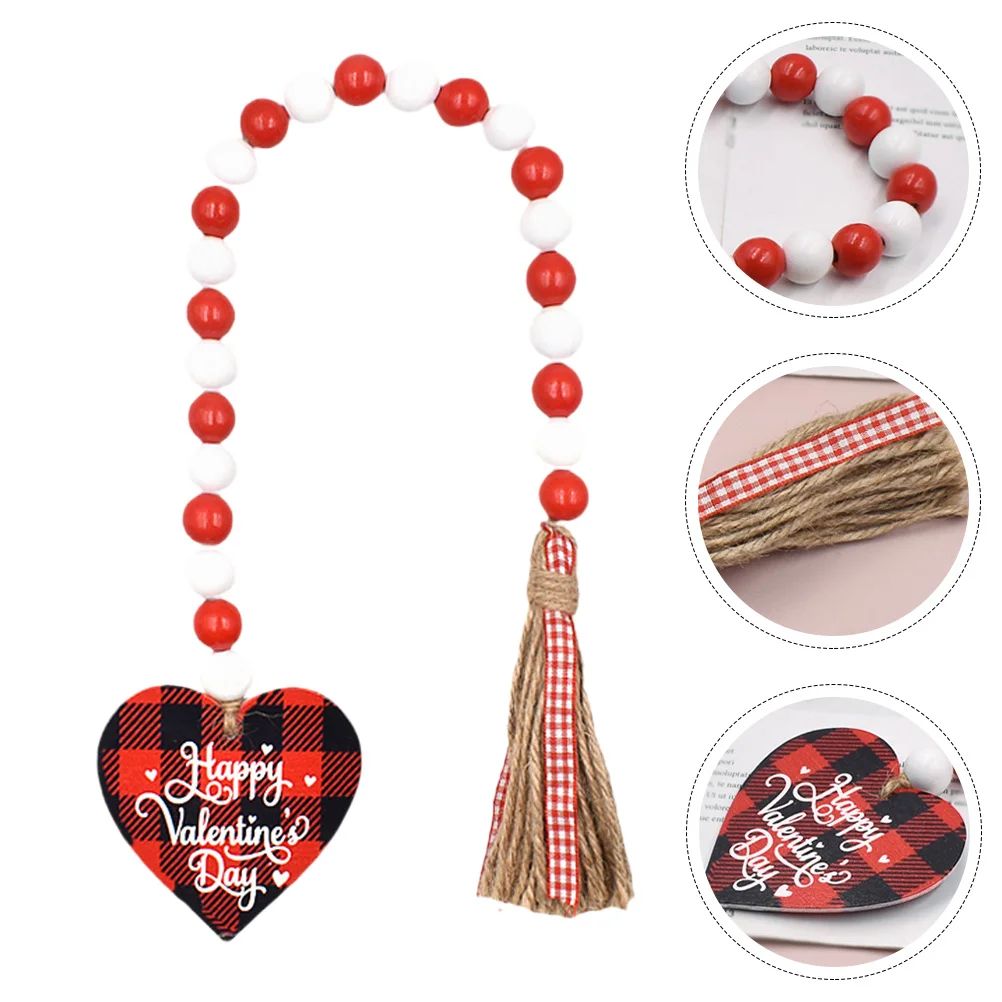 

Valentine's Day Beads Garland with Tassel Beads String Ornament Tiered Tray Decor