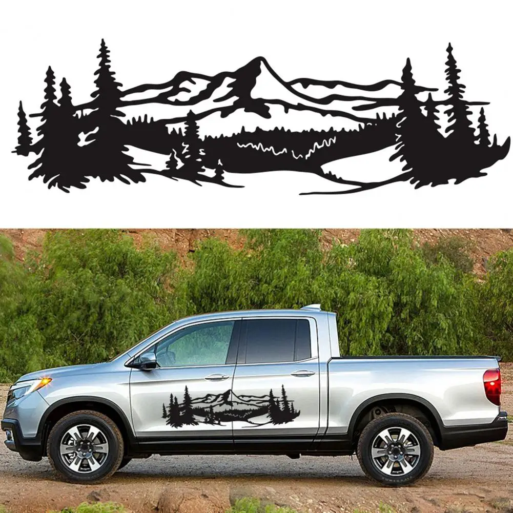 

Sun-proof 2Pcs Delicate Mountain Tree DIY Vinyl Decal Large Car Decor Sticker Wide Use for Pickup